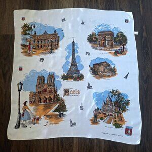 💙 Paris Print Neck Head Purse Scarf Size 26×27 Made in Italy Europe Fun Colorfu
